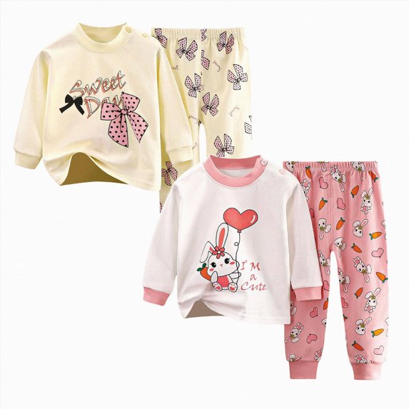 mgoYE Toddler Baby Girl Fall Clothes Fall Winter 3 6 12 18 Months 1T 2T 3T 4T 5T Girls Outfits Long Sleeve Sweatshirt Elastic Waist Pants 4 Piece Size 4-5 Years