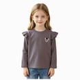 thumbnail image 1 of mgoYE Toddler Baby Girl Ruffle Long Sleeve T-Shirt Cotton Top Tee for Spring/Fall(Grey,4-5 Years), 1 of 5