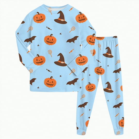 mgoYE Toddler Baby Girl Satin Pajamas Set Silk Halloween Pjs Button Top Long Pants Sleepwear Fall Clothes(Sky Blue,8-9 Years)