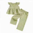 thumbnail image 1 of mgoYE Toddler Baby Girl Summer Clothes Flutter Sleeve Tee Plaid Pant Cute Casual Playwear Set 12 18 Month 2 3 4 5 T Size 18-24 Months, 1 of 6