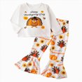 thumbnail image 1 of mgoYE Toddler Baby Girl Thanksgiving Outfit Sweatshirt Flared Pants Crewneck Sweatshirt Bell Bottom Pants Set Fall Winter Clothes, 1 of 9