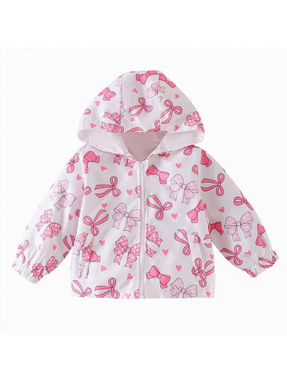 Toddler Baby Girl Windbreaker Jacket Zip Up Hoodie Long Sleeve Sweatshirt Infant Spring Clothes Fall Winter Coats(Pink,12-18 Months)
