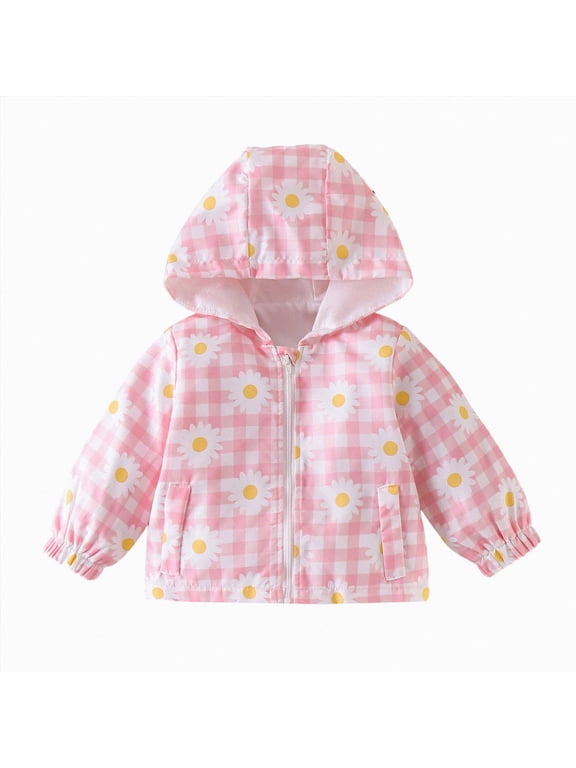 Toddler Baby Girl Windbreaker Jacket Zip Up Hoodie Long Sleeve Sweatshirt Infant Spring Clothes Fall Winter Coats(Yellow,12-18 Months)