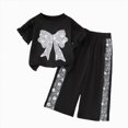 thumbnail image 1 of mgoYE Toddler Baby Girls Clothes 2 Piece Outfit 9 12 18 24 Month Short Sleeve Top + Bow Pants Girls Spring and Fall Outfits(Black,2-3 Years), 1 of 8