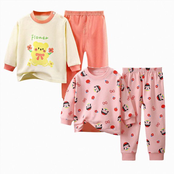 mgoYE Toddler Baby Girls Clothes 3 6 12 18 Months 1T 2T 3T 4T 5T Girls Fall Winter Outfits Long Sleeve Hoodie Tops Sweatshirt Pants Set Children's Gift 4Pcs Size 1-2 Years