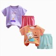 thumbnail image 1 of mgoYE Toddler Baby Girls Clothes Set Size 3-9 Months Fashion Casual Short Sleeve Printed Tops and Short Pants Sets 4Pcs Girls Shorts Set for 3-24 Months 2-6 T, 1 of 6