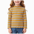 thumbnail image 1 of mgoYE Toddler Baby Girls Long Sleeve Striped T Shirt Casual Lettuce Trim Ribbed Knit Pullover Blouse Top(Orange,1-2 Years), 1 of 7