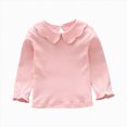 thumbnail image 1 of mgoYE Toddler Baby Girls Peter Pan Collar Blouse Kids Girl Solid Color Puff Sleeve T-Shirts Casual Tee Tops(Pink,18-24 Months), 1 of 6