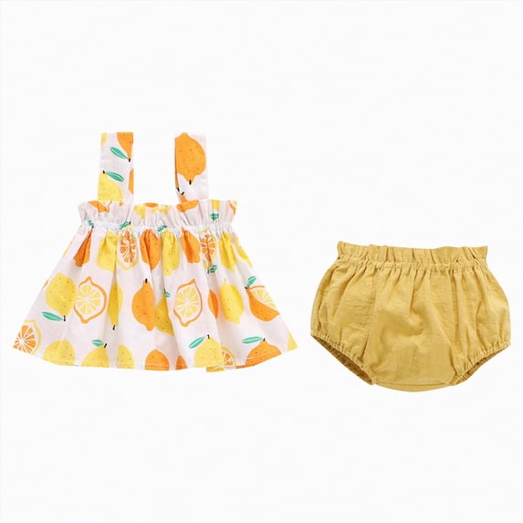 mgoYE Size 6 Girls Clothes Toddler Baby Girl Clothes Summer Outfits Ruffled One Shoulder T-Shirt Bow Hem Tops Cute Shorts Set(Yellow,12-18 Months)