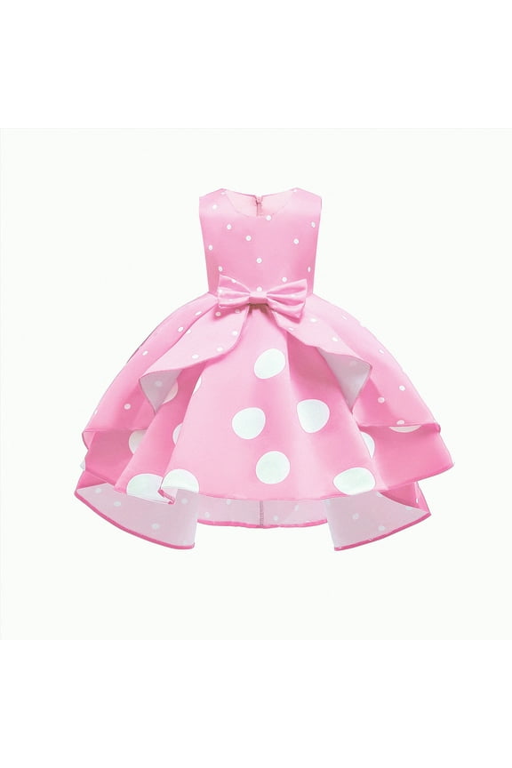 Toddler Big Girl Polka Dots Fancy Dress Sleeveless Dress Up Birthday Party Tulle Dresses with Polka Dot|Pink 2-3 Years