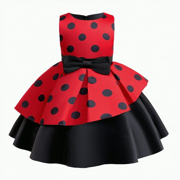 mgoYE Toddler Big Girls Dress Up Clothes Girl Dress Sleeveless Toddler Halloween Birthday Outfit Vintage Princess Party Gown|Red 2-3 Years