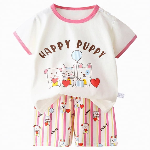 mgoYE Toddler Boy Clothes 18-24 Months House Cartoon Outfit Set T-Shirt and Short for Little Kids|White 3-4 Years