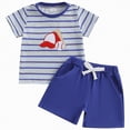 thumbnail image 1 of mgoYE Toddler Boy Clothes 18-24 Months Toddler Baby Boy Baseball Outfit Summer Embroidery Short Sleeve T Shirt Plaid Shorts 2 Pcs Boys Clothes Set(Blue,18-24 Months), 1 of 6