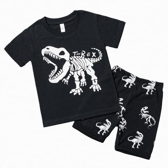 mgoYE Toddler Boy Clothes 2t Summer Toddler Boy Cotton Summer Short Sleeve T-Shirt and Short Set|Black 3-4 Years