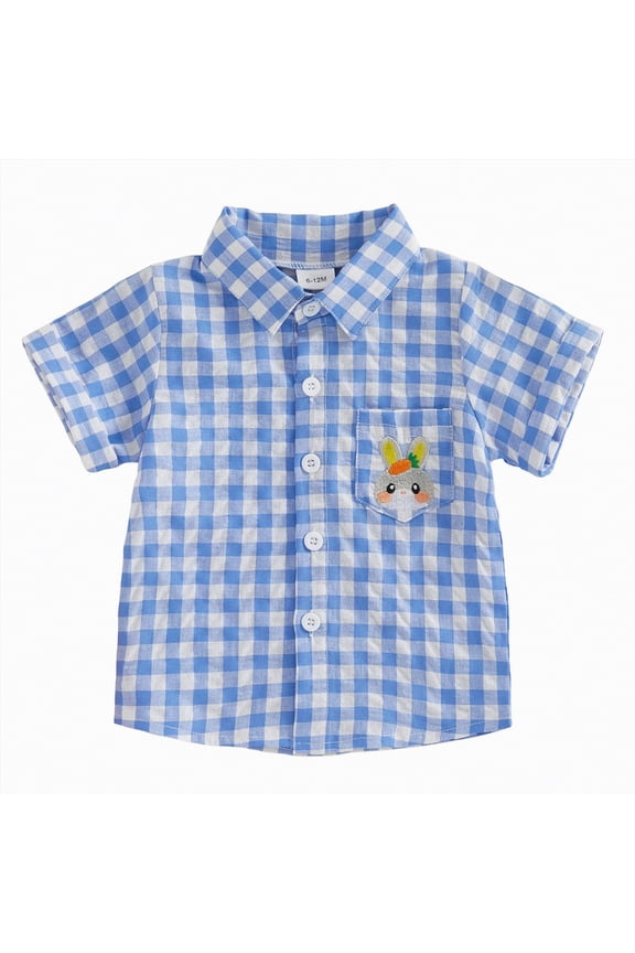 Toddler Boy Clothes 3t Toddler Boy Easter Clothes Baby Boy Bunny Short Sleeve T Shirt Button Top Spring Summer Clothes(Blue,4-5 Years)