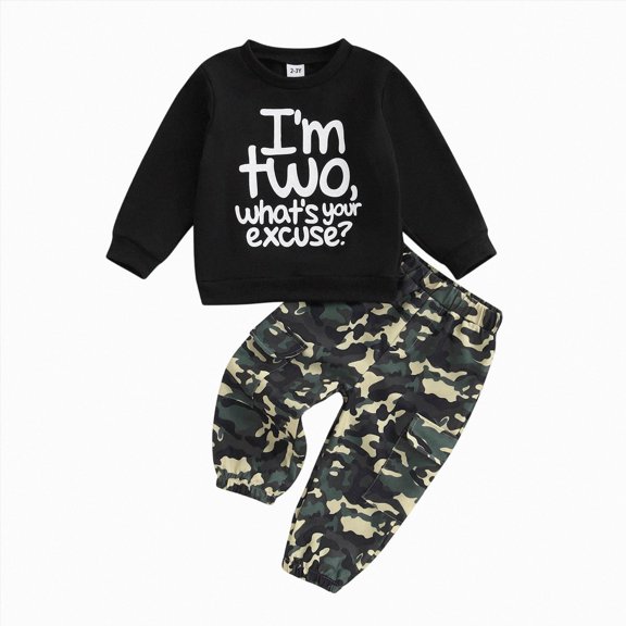 mgoYE Toddler Boy Clothes Baby Outfits Fall Winter Camo Hunting Retro Pullover Sweatshirts + Camouflage Pants Set(White,4-5 Years)
