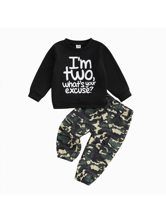 Toddler Boy Clothes Baby Outfits Fall Winter Camo Hunting Retro Pullover Sweatshirts + Camouflage Pants Set(White,4-5 Years)