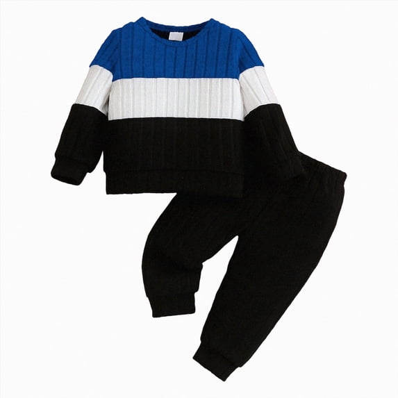 mgoYE Toddler Boy Clothes Fall Winter Outfit Sweatshirt Pants Set Baby Boys Color Block Long Sleeve Sweatshirt Pants Outfits, Soft Fall Sweatsuit Sets