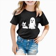 thumbnail image 1 of mgoYE Toddler Boy Girls Halloween Shirt Pumpkin Ghost Tops Kids Outfits Short Sleeve Tshirt(Black,10-11 Years), 1 of 5