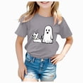 thumbnail image 1 of mgoYE Toddler Boy Girls Halloween Shirt Pumpkin Ghost Tops Kids Outfits Short Sleeve Tshirt(Grey,4-5 Years), 1 of 5