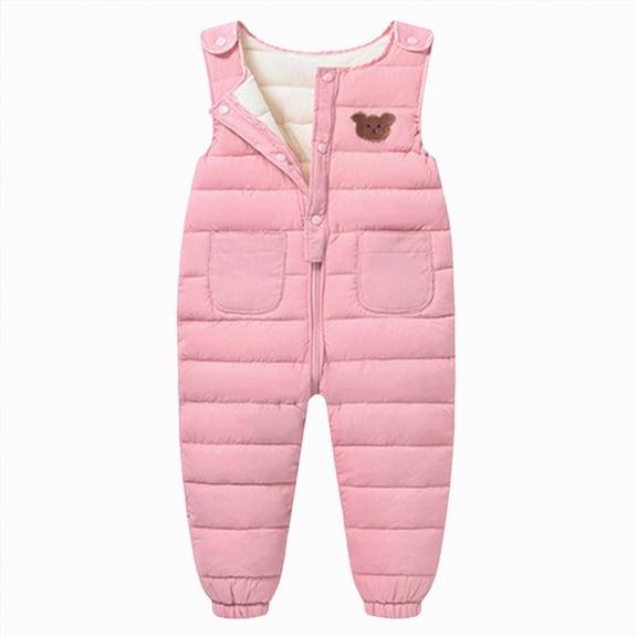 mgoYE Toddler Boy Girls Snow Pants Baby Winter Coat Puffer Windproof Winter Warm Snow Ski Bib Overalls Snowsuit(Pink,2-3 Years)