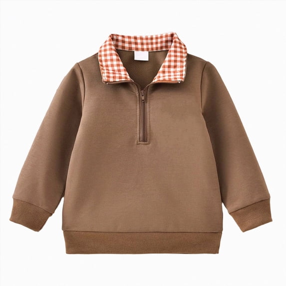 mgoYE Toddler Boy Quarter Zip Collared Pullover Long Sleeve Fall Winter Baby Boy Clothes Outfit