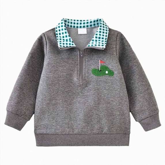 mgoYE Toddler Boy Quarter Zip Collared Pullover Long Sleeve Fall Winter Baby Boy Clothes Outfit