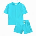 thumbnail image 1 of mgoYE Toddler Boy Summer Outfits 3T 4T 5T Girls Clothes Kids Solid Shorts Set Cotton 2 Piece Clothing Sets(Sky Blue,8-9 Years), 1 of 7