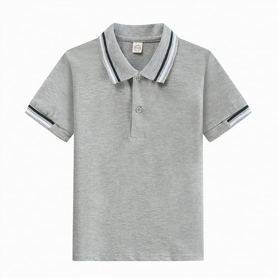 mgoYE Toddler Boys' Girls Cotton Basic Polo Shirts Uniform Short Sleeve Tops 3-16T(Grey,12-13 Years)