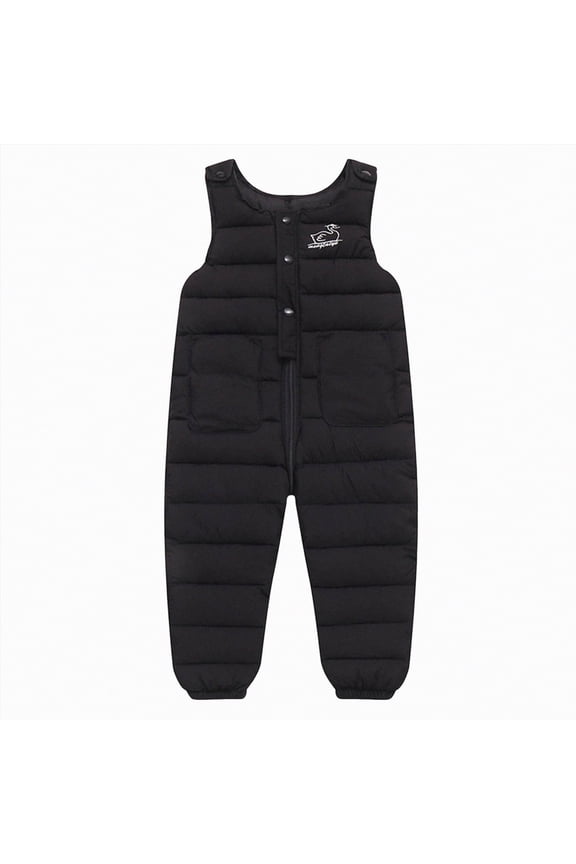 Toddler Boys Girls Snow Pants Kids Snow Suit Puffer Winter Warm Zip Up Baby Snowsuit Waterproof One Piece Bib Overalls(Black,2-3 Years)