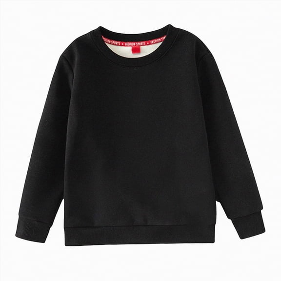 mgoYE Toddler Boys Girls Solid Cotton Thin Sweatshirt Long Sleeve top T-Shirts(Black,5-6 Years)