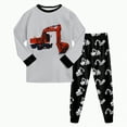 thumbnail image 1 of mgoYE Toddler Boys Pajama Monster Truck Pjs Soccer Baseball Sport Kids Dinosaur 2 Piece Sleepwear Clothes Age 2-9|Light Gray 4-5 Years, 1 of 3