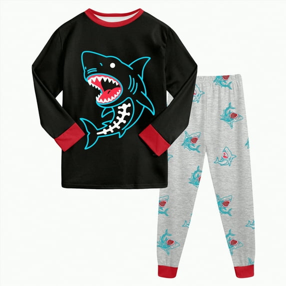 mgoYE Toddler Boys Planet Pajamas Dinosaur Cotton Kids Truck 2 Piece Train Kids Pjs Sleepwear Clothes Set 2-7T|Sky Blue 8-9 Years