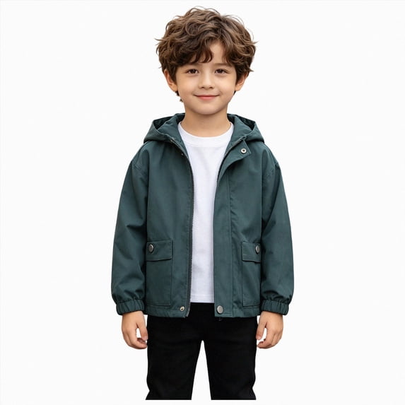 mgoYE Toddler Boys Windbreaker Casual Outerwear Kids Lightweight Zip Hooded Jacket Baby Cute Coat(AG,110)