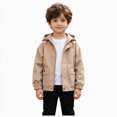 thumbnail image 1 of mgoYE Toddler Boys Windbreaker Casual Outerwear Kids Lightweight Zip Hooded Jacket Baby Cute Coat(Khaki,110), 1 of 7