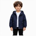 thumbnail image 1 of mgoYE Toddler Boys Windbreaker Casual Outerwear Kids Lightweight Zip Hooded Jacket Baby Cute Coat(Navy,140), 1 of 7