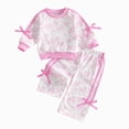 thumbnail image 1 of mgoYE Toddler Girl Baby Clothes Graphic Sweatshirt Pants Outfit 12 18 24 Months 2T 3T Girl Clothing Set Printed All-over Sweatshirt Joggers Set(Pink,18-24 Months), 1 of 3