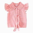thumbnail image 1 of mgoYE Toddler Girl Button Shirt Tie Knot Shirt Plaid Blouse Sleeveless Ruffled Tops Kids Baby Summer Clothes Size 18-24 Months Pink, 1 of 9