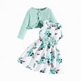 thumbnail image 1 of mgoYE Toddler Girl Clothes 2T 2PCS Little Toddler Girls Dress with Cardigan Floral Dresses Ruffle Shrug Sweaters Spring Full Clothes for 2-8T(Green,2-3 Years), 1 of 4