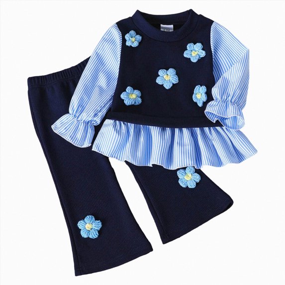 mgoYE Toddler Girl Clothes Infant Clothing Pullover Top Jeans Pants Set Cute Clothes Set for Girls 2-3 Years