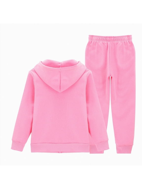 Toddler Girl Fall Outfit 5T 6T 7T 8T 9T 10-14T Long Sleeve Sweatshirt Solid Pants Autumn Winter Clothes Set Toddler Girl Outfit(Pink,5-6 Years)