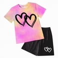 thumbnail image 1 of mgoYE Toddler Girl Outfits 5t Girls Clothes Summer Short Sleeves & Heart Shorts Kids 2PCS Outfits Teen Girls' Clothing Sets(Pink,11-12 Years), 1 of 4