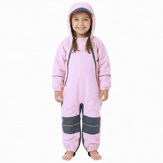mgoYE Toddler Girl Rain Jacket 5t Kids Toddler Snow & Rain Suit - Waterproof Coverall One Piece Weather Resistant Baby Jacket(Pink,4-5 Years)