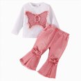 thumbnail image 1 of mgoYE Toddler Girls Clothes 1T 2T 3T 4T 5T 6T Butterfly Pattern Baby Kids Girl Denim Outfits Long Sleeve Tops Jeans Pant(Pink,12-18 Months), 1 of 5