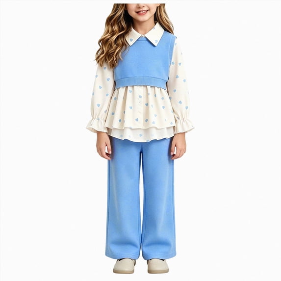 mgoYE Toddler Girls Clothes Long Sleeve Ruffle Top and Pants 2Pcs Fall Winter Outfits