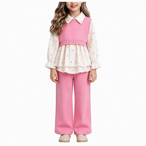 mgoYE Toddler Girls Clothes Long Sleeve Ruffle Top and Pants 2Pcs Fall Winter Outfits