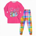 thumbnail image 1 of mgoYE Toddler Girls Pajamas 2t 3t 4t 5t 6t 7-14y Snug Fit 2-Piece Long Sleeve Printed Top Pant Sleepwear Set 3-4 Years, 1 of 8