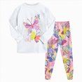 thumbnail image 1 of mgoYE Toddler Girls Pajamas 2t 3t 4t 5t 6t 7-14y Snug Fit 2-Piece Long Sleeve Printed Top Pant Sleepwear Set 5-6 Years, 1 of 9