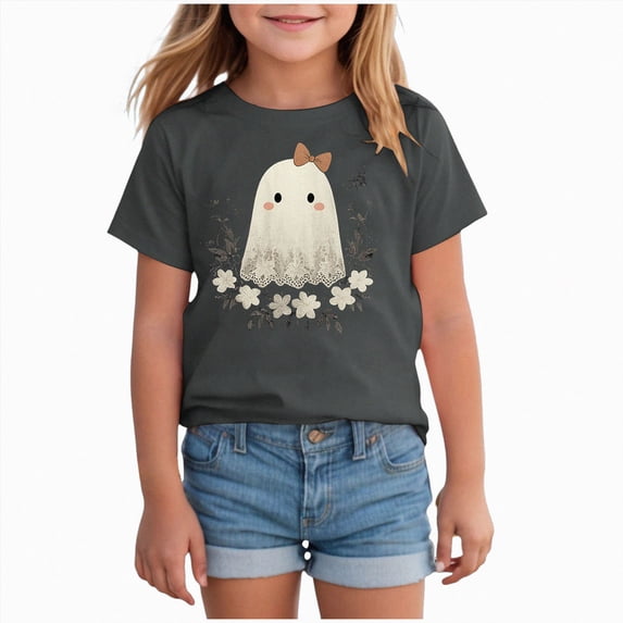 mgoYE Toddler Halloween Shirt Halloween Printed T Shirt Cute Tshirts Spooky Season Tee Halloween Shirts for Kids