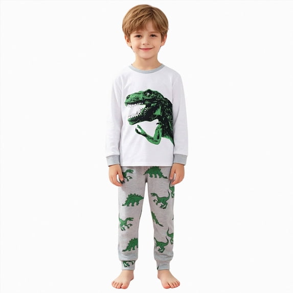 mgoYE Toddler Outfit Dinosaur Cotton Sleepwear Toddler Kids 2 Piece Long Sleeve Pajama Sets